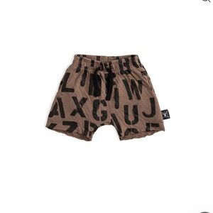 nununu Brown Kids Shorts with Black Alphabet Print